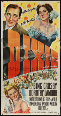 3y0158 DIXIE 3sh 1943 art of Bing Crosby, sexy Dorothy Lamour & Marjorie Reynolds, ultra rare!