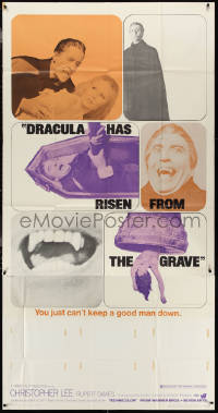 3y0159 DRACULA HAS RISEN FROM THE GRAVE 3sh 1969 Hammer, Christopher Lee, great vampire montage!