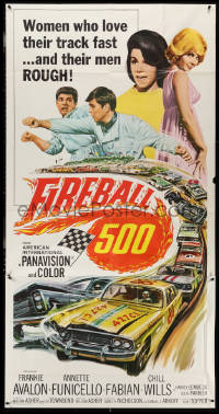 3y0161 FIREBALL 500 3sh 1966 Frankie Avalon & sexy Annette Funicello, stock car racing art!