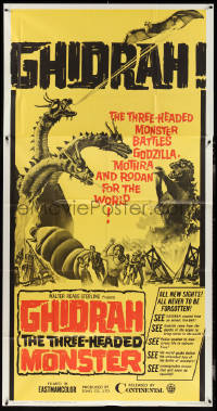 3y0162 GHIDRAH THE THREE HEADED MONSTER 3sh 1965 Toho, he battles Godzilla, Mothra, and Rodan!