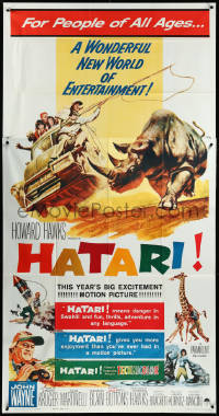 3y0164 HATARI 3sh 1962 Howard Hawks, great Frank McCarthy artwork of John Wayne in Africa!