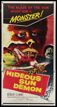 3y0166 HIDEOUS SUN DEMON 3sh 1959 the blaze of the sun made Robert Clarke a monster, ultra rare!