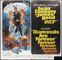 3y0122 DIAMONDS ARE FOREVER 6sh 1971 art of Sean Connery as James Bond by Robert McGinnis!