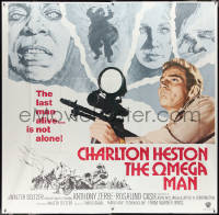 3y0134 OMEGA MAN int'l 6sh 1971 Charlton Heston is the last man alive, I Am Legend, different art!