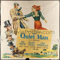 3y0138 QUIET MAN 6sh 1951 great art of John Wayne & sexy Maureen O'Hara, John Ford classic!