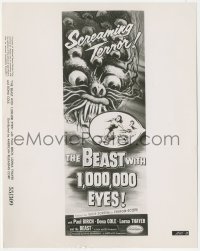 3y1286 BEAST WITH 1,000,000 EYES 8x10.25 still 1955 Kallis art of the wacky monster on the insert!