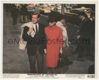 3y1300 BREAKFAST AT TIFFANY'S color 8x10 still 1961 Audrey Hepburn & Peppard holding hands on street!