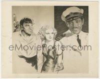 3y1314 CHINA SEAS 8x10.25 still 1935 Hy Rubin art of sexy Jean Harlow, Clark Gable & Wallace Beery!