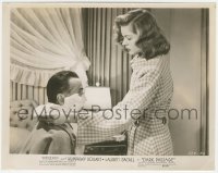 3y1332 DARK PASSAGE 8x10.25 still 1947 sexy Lauren Bacall removing Humphrey Bogart's bandages!