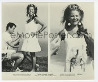 3y1342 DON'T MAKE WAVES candid 8x9.25 still 1967 Tony Curtis painting on Claudia Cardinale's dress!