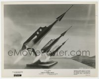 3y1356 EYES IN OUTER SPACE 8x10.25 still 1959 great Disney art of trio of rockets about to blast off!