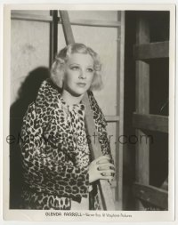 3y1374 GLENDA FARRELL 8x10 still 1933 wearing leopardskin coat backstage at the studio!