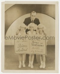 3y1391 HOLLYWOOD REVUE 8x10.25 still 1929 Master of Ceremonies Jack Benny with The Mawby Triplets!