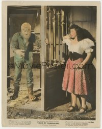 3y1394 HOUSE OF FRANKENSTEIN color 8x10.25 still 1944 Elena Verdugo scared of Wolfman Lon Chaney Jr!