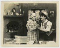 3y1265 DOG'S LIFE 8x10 LC 1918 Charlie Chaplin's rake gets tangled with Edna Purviance's pitchfork!