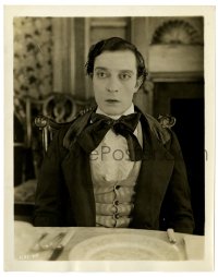 3y1455 OUR HOSPITALITY 8x10.25 still 1923 wonderful close up of Stone Face Buster Keaton at table!