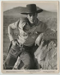 3y1526 WESTERNER 8x10.25 still 1940 best portrait of smoking cowboy Gary Cooper leaning on rock!