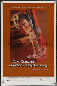 3y0746 ANY WHICH WAY YOU CAN int'l 1sh 1980 cool artwork of Clint Eastwood & Clyde by Bob Peak!