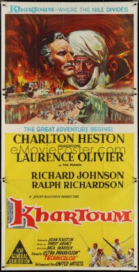 3y0195 KHARTOUM Aust 3sh 1967 Frank McCarthy art of Charlton Heston & Laurence Olivier, rare!