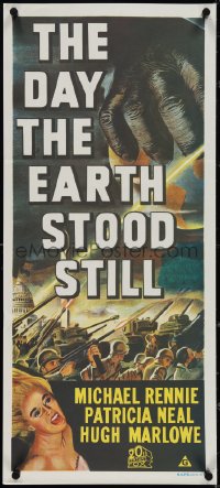 3y0392 DAY THE EARTH STOOD STILL Aust daybill R1970s Robert Wise, art of giant hand & Patricia Neal!