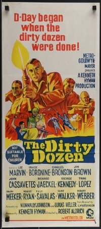 3y0393 DIRTY DOZEN Aust daybill 1967 Charles Bronson, Jim Brown, Lee Marvin, different art!