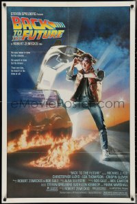 3y0749 BACK TO THE FUTURE studio style 1sh 1985 art of Michael J. Fox & Delorean by Drew Struzan!