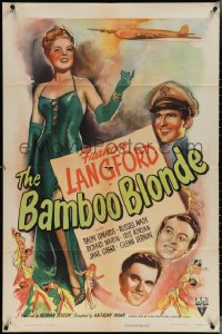 3y0750 BAMBOO BLONDE 1sh 1946 art of sexy elegant Frances Langford & World War II bomber!