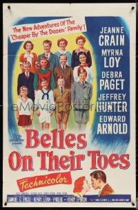 3y0758 BELLES ON THEIR TOES 1sh 1952 Jeanne Crain, Myrna Loy, Debra Paget, Jeffrey Hunter!