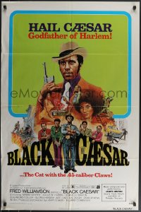 3y0767 BLACK CAESAR 1sh 1973 AIP Williamson blaxploitation, Godfather of Harlem art by Akimoto!