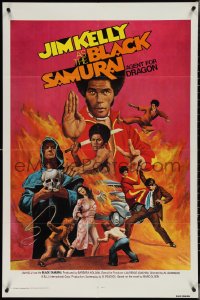 3y0769 BLACK SAMURAI 1sh 1977 Jim Kelly, awesome kung fu martial arts action artwork!