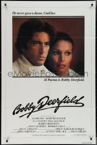 3y0775 BOBBY DEERFIELD int'l 1sh 1977 close up of F1 race car driver Al Pacino & Marthe Keller!