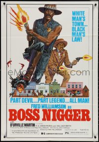 3y0778 BOSS NIGGER 25x36 1sh 1975 Fred Williamson in a white man's town with the black man's law!