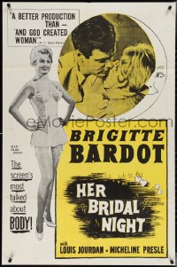 3y0779 BRIDE IS MUCH TOO BEAUTIFUL 1sh 1958 sexy Brigitte Bardot in Her Bridal Night, very rare!