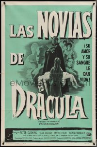 3y0780 BRIDES OF DRACULA Spanish/US 1sh 1960 Terence Fisher, Hammer horror, vampire art by Joeseph Smith!