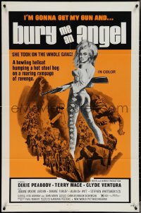 3y0784 BURY ME AN ANGEL 1sh 1971 wild artwork of sexy bad girl biker with shotgun!