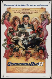 3y0786 CANNONBALL RUN II 1sh 1984 great Drew Struzan art of Burt Reynolds, Dean Martin & sexy girls!