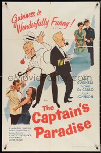 3y0788 CAPTAIN'S PARADISE 1sh 1953 art of Alec Guinness trying to juggle two wives by Al Hirschfeld!