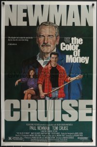 3y0797 COLOR OF MONEY 1sh 1986 Robert Tanenbaum art of Paul Newman & Tom Cruise playing pool!