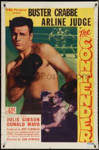 3y0800 CONTENDER 1sh 1944 barechested boxer Buster Crabbe in boxing ring, ultra rare!