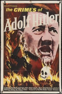 3y0803 CRIMES OF ADOLF HITLER 1sh 1960s German documentary, wild artwork of flaming swastika!