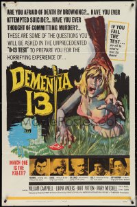 3y0812 DEMENTIA 13 1sh 1963 Francis Ford Coppola, Roger Corman, sexy horror art by Ray Burns!