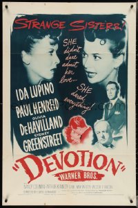 3y0817 DEVOTION 1sh 1946 Ida Lupino & Olivia De Havilland are completely opposite sisters!