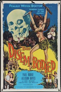 3y0821 DISEMBODIED 1sh 1957 artwork of super sexy female voodoo witch doctor Allison Hayes!