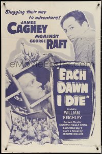 3y0828 EACH DAWN I DIE 1sh R1956 prisoners James Cagney & George Raft slugging their way to adventure