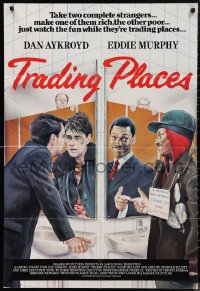 3y1111 TRADING PLACES English 1sh 1983 great different Purkis art of Eddie Murphy & Dan Aykroyd!