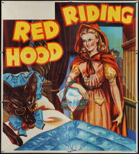 3y0139 RED RIDING HOOD stage play English 6sh 1930s art of Red by wolf disguised as grandma in bed!