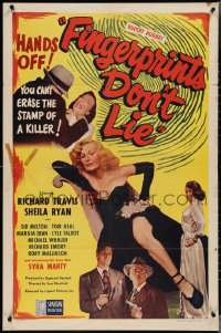 3y0844 FINGERPRINTS DON'T LIE 1sh 1951 what sexy bad girl Syra Marty did to love was a crime!