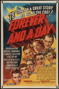 3y0848 FOREVER & A DAY 1sh 1943 Merle Oberon, Charles Laughton, Ida Lupino & 75 others!