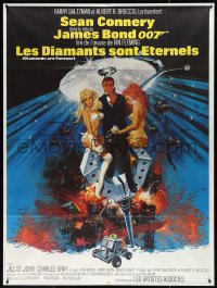 3y0063 DIAMONDS ARE FOREVER French 1p R1980s McGinnis art of Sean Connery as James Bond & sexy girls!