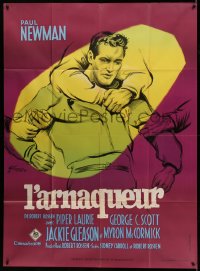 3y0067 HUSTLER French 1p 1962 completely different art of restrained Paul Newman by Grinsson!